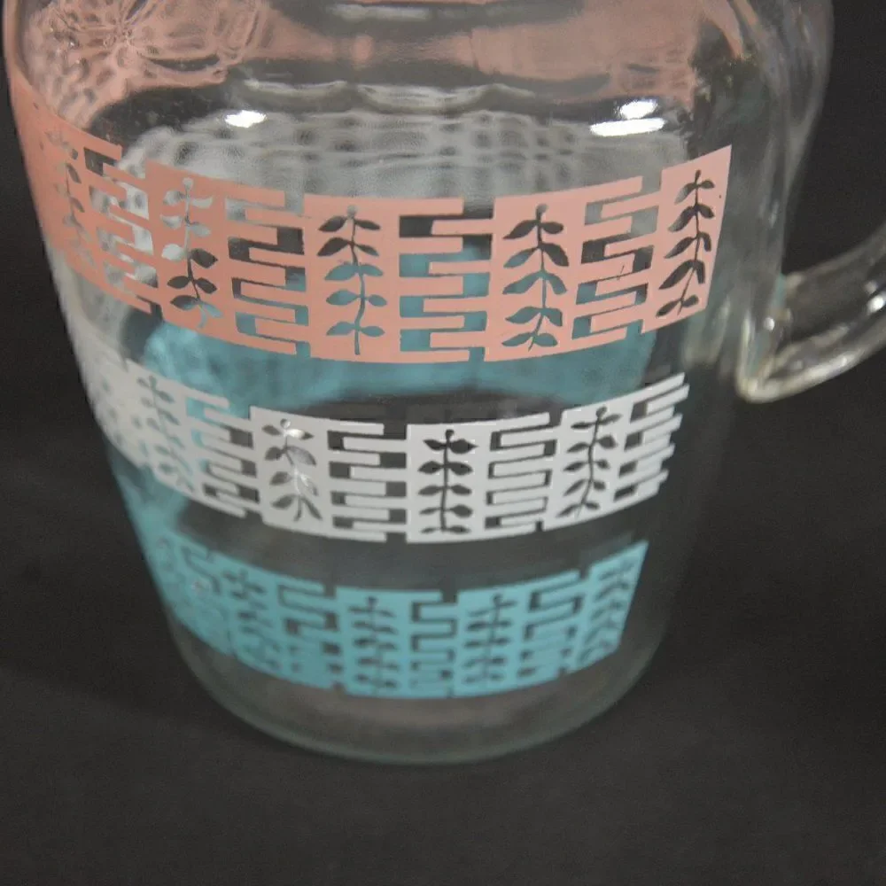 Anchor Hocking Vintage Pitcher with Ice Lip Pastel Lattice Motif 1950's - 1960's